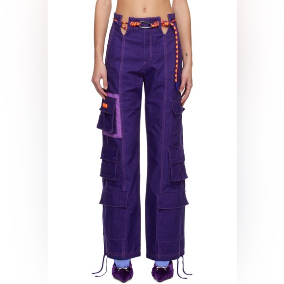 ADIDAS X IVY PARK Purple Belted Cargo Pants - Picture 1 of 10